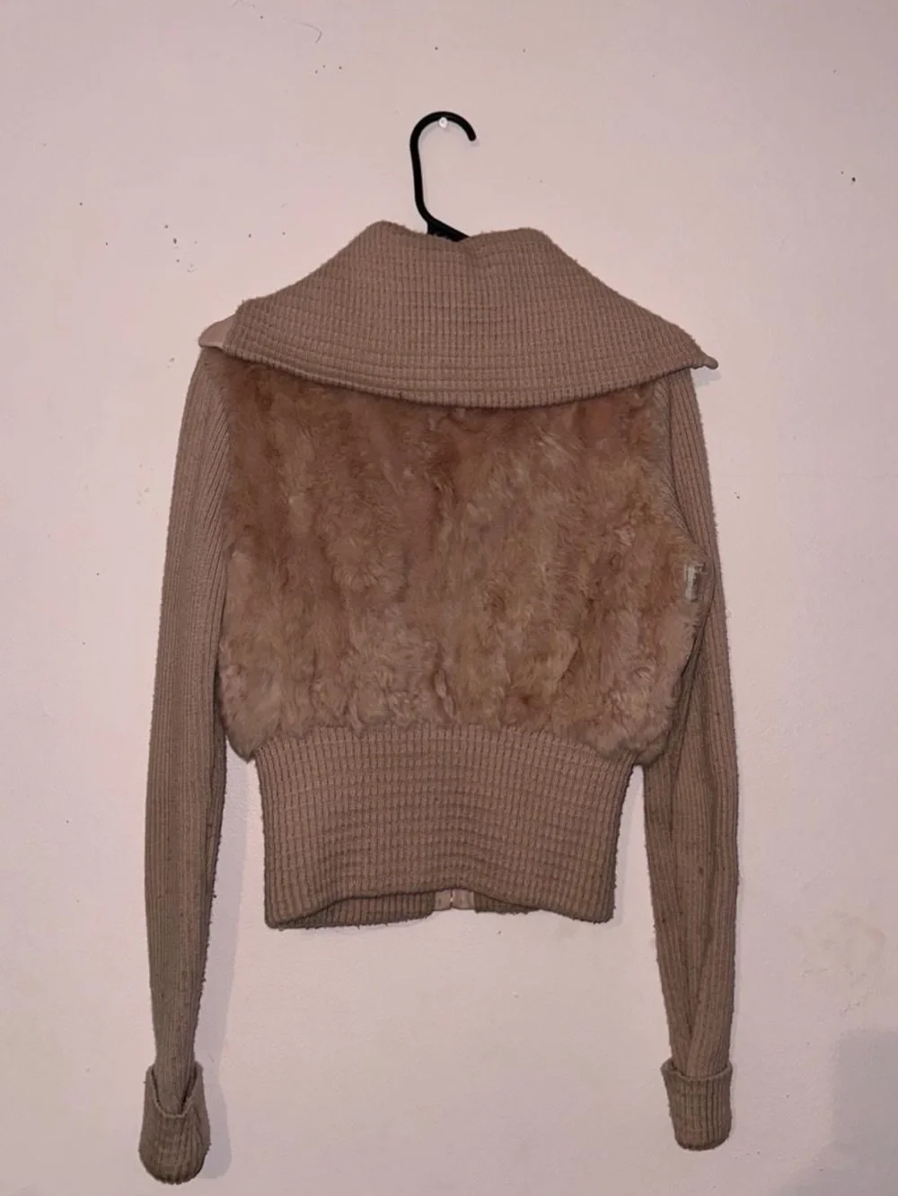 2000s Teddy Zip-Up Jacket with Ribbed Sleeves